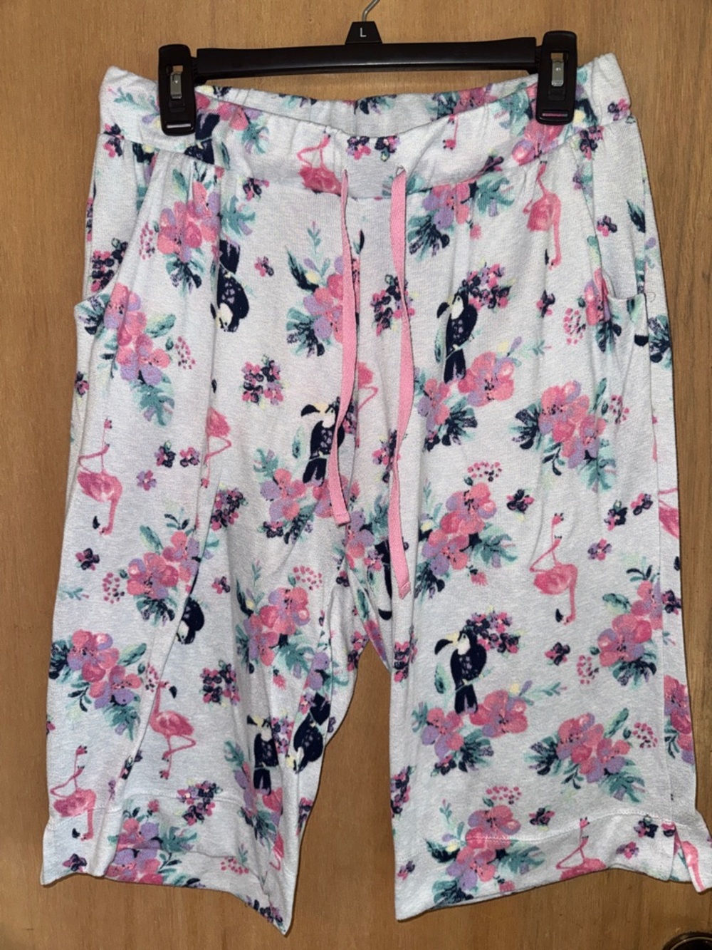 Croft & Barrow Flamingo Bermuda Sleep Shorts  Pockets Size Large